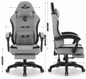 Ергономичен геймърски и офис стол HC-1016 с поставка за крака - сив