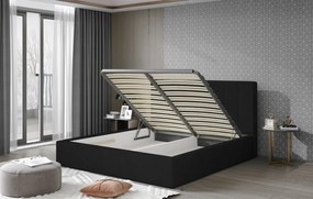 Тапицирано легло Dobrik-180 x 200-Μαύρο-Με μηχανισμό ανύψωσης