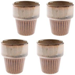Бежови глинени чаши в комплект 4 бр. за еспресо 100 ml Tone – Dakls