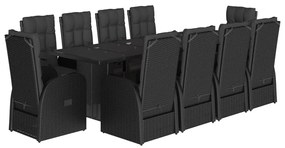 3277658 vidaXL Градински комплект с възглавници 11 части полиратан черен
