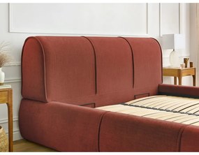 Оранжево тапицирано двойно легло с място за съхранение с решетка 180x200 cm Vernon - Bobochic Paris
