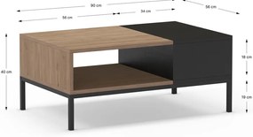 Черна и естествена цвят масичка за кафе 56x90 cm Cailin – Marckeric