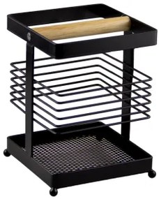 G-MATT BLACK-Поставка за прибори с дървен разделител 11x11xh15.5cm (23169-001)