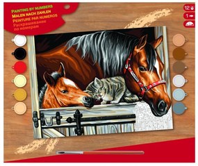 KSG Crafts - Рисуване по номера - голям  размер "Приятели в конюшната"