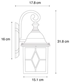 Романтичен външен стенен фенер антично сребро - London