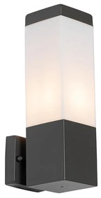 Модерна външна стенна лампа тъмно сива с опал - Malios