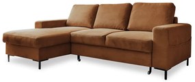 Оранжево-кафяв разтегателен ъглов диван от рипсено кадифе (ляв ъгъл) Lofty Lilly – Miuform