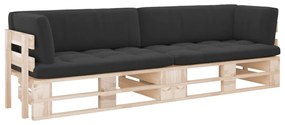 3066680 vidaXL 2-местен палетен диван с възглавници, бор с импрегнация