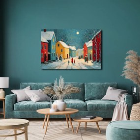 Картина на платно – Коледна улица през нощта