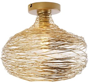 Дизайнерска Плафониера Златиста Стомана - Сарела