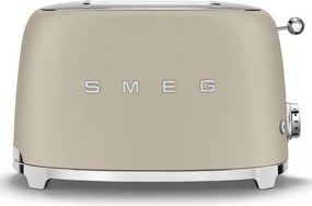 Тостер за хляб SMEG 50's Style TSF01MLMEU, 950W, 2 филии, 6 нива, Тавичка за трохи, Вграден кабел, Неръждаема стомана, Бежов