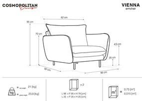 Кресло от светлосиво кадифе Vienna - Cosmopolitan Design