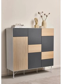 Висок скрин с дъбов декор в антрацитно-естествен цвят 136x133 cm Edge by Hammel - Hammel Furniture