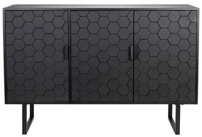 Черен нисък скрин от масивен бор 135x90 cm Linc – White Label