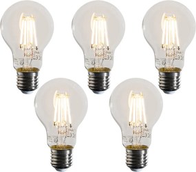 Комплект от 5 димируеми LED крушки E27 A60 Прозрачни 4W 470LM 2700K