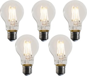 Комплект от 5 E27 димируеми LED крушки A60 прозрачни 4W 470 lm 2700K