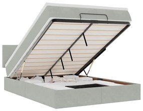 3312548 vidaXL Османска легло с матрак и LED, светлосиво, 140x190 см, кадифе