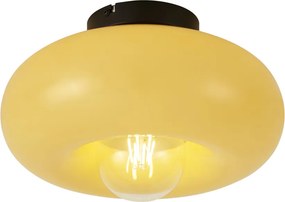 Retro Ceiling Lamp Black with Yellow Glass 30cm - Glaze