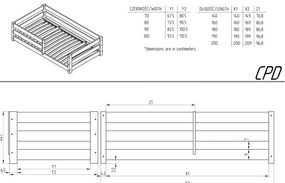 Детско легло от масивен бор с място за съхранение в естествен цвят 90x200 cm Mila CPD – Adeko