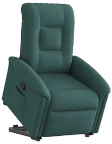 3303260 vidaXL Изправящ реклайнер стол, тъмнозелен, текстил