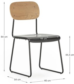 Трапезни столове в комплект от 2 бр. от декор от ясен в черен и естествен цвят Aira – Marckeric