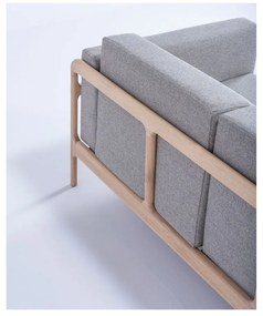 Сив диван с масивна дъбова конструкция , 180 см Fawn - Gazzda