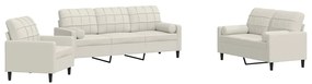 3278379 vidaXL Мека мебел от 3 части с възглавници и болстери кремав, кадифе