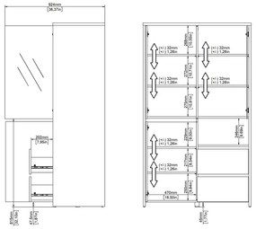 Витрина от дъбов декор в бял и естествен цвят 100x170x48 cm Next – Tvilum