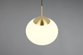Бяло и златисто висящо осветително тяло със стъклен абажур ø 30 cm Fomento – Trio