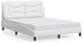 3208003 vidaXL Рамка за легло без матрак Hvar, бяла, 140x200 см, изкуствена кожа