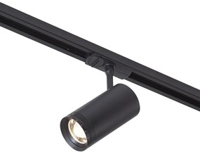 Модерен черен прожектор за 1-фазна релсова система, включващ LED, въртящ се и накланящ се - Iconic Zoom