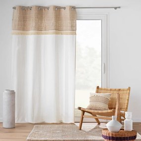 Бяло/кафяво перде със смес от юта 140x240 cm Cirrus – douceur d'intérieur