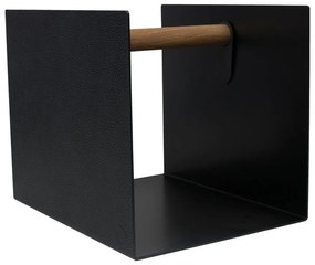 Декоративна метална кутия за съхранение от еко кожа в черен и антрацитен цвят 32x38x31 cm Hippo – LIND DNA