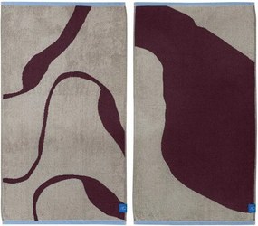 Бордо/бежови кърпи в комплект 2 бр. от органичен памук от тери 40x55 cm Nova Arte – Mette Ditmer Denmark