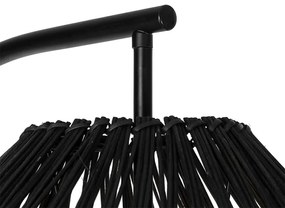 Рустикална подова лампа черна с ратан - Sam