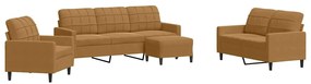 3278368 vidaXL Комплект дивани от 4 части с възглавници, кафяв, кадифе