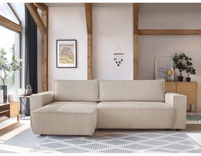 Разтегателен диван от велур в бяло и бежово Nihad - Bobochic Paris