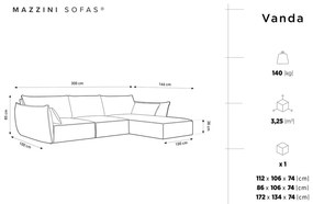 Тъмносив ъглов диван (десен ъгъл) Vanda - Mazzini Sofas
