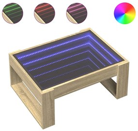 847632 vidaXL Маса за кафе с Infinity LED, сонома дъб, 70x53x30 см