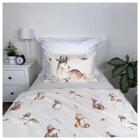 Бежово памучно детско спално бельо за детско креватче 100x135 cm Animals "Woodland" – Jerry Fabrics