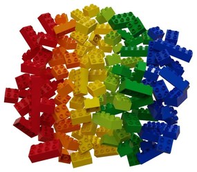 Комплект строителни блокчета за писта с топчета Rainbow, 120 бр. - Hubelino
