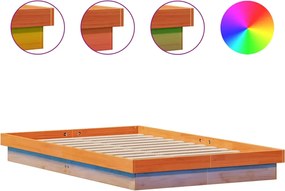 844423 vidaXL LED рамка за легло восъчнокафяв 140x190 см борово дърво масив