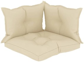Sonata Палетни възглавници за диван, 3 бр, кремави, текстил