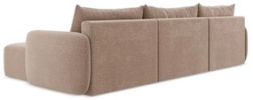 Светлокафяв разтегателен ъглов диван с място за съхранение Kalena – Makamii