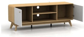 Бяла/естествена маса за телевизор от декор от дъб 140x53 cm Caitlin – Støraa