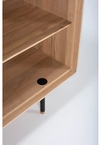 Черен/естествен нисък скрин от масивен дъб 118x100 cm Fina – Gazzda