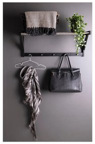 Черна стенна закачалка от тополово дърво с рафт Padova - House Nordic