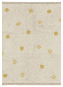 Ръчно изработен памучен детски килим подходящ за пране в цвят жълта охра и кремаво 120x160 cm Hippy Dots Honey – Lorena Canals
