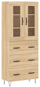3198436 vidaXL Висок шкаф, дъб сонома, 69,5x34x180 см, инженерно дърво
