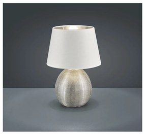 Бяла настолна лампа от керамика и плат, височина 35 cm Luxor - Trio